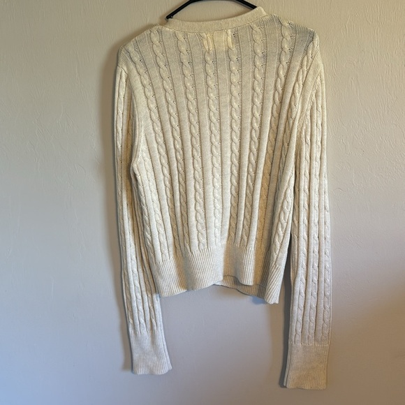 All:row Women's Cream Cable Knit Sofia cardigan Sweater cute cozy size large - Picture 9 of 9